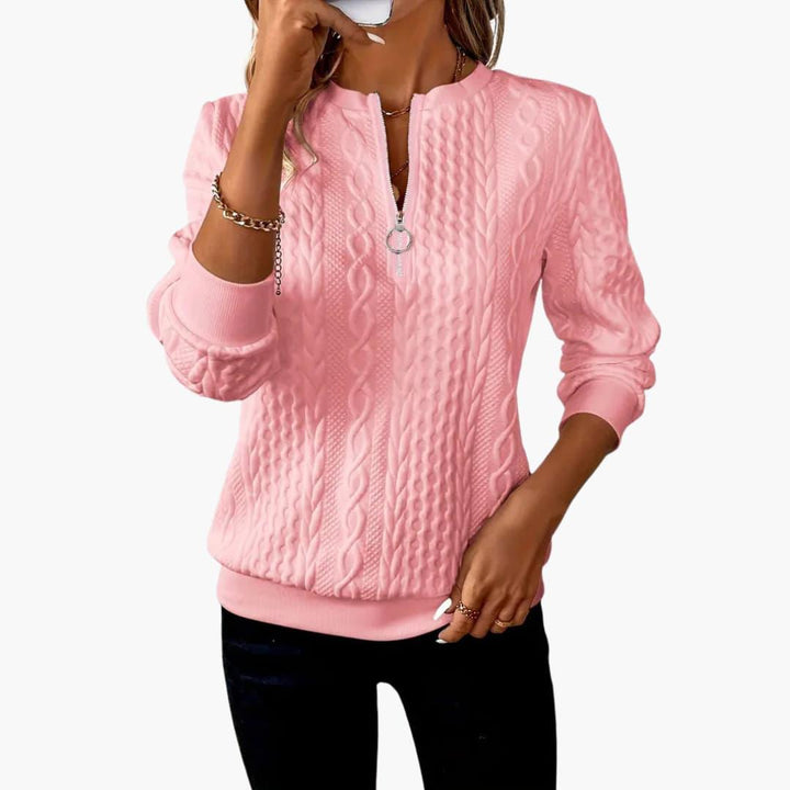 Stylish Knitted Sweater with Zipper for Women - WardrobeVogue
