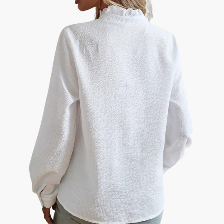 Trendy Ruffle Striped Blouse for Women - WardrobeVogue