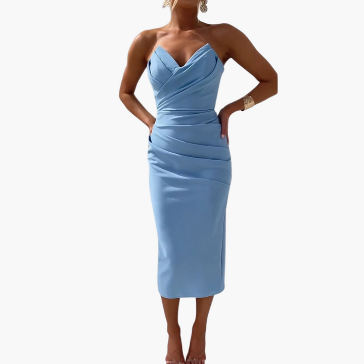 Ruffle Hem A-Line Midi Dress - Elegant Flowing Fit for Women