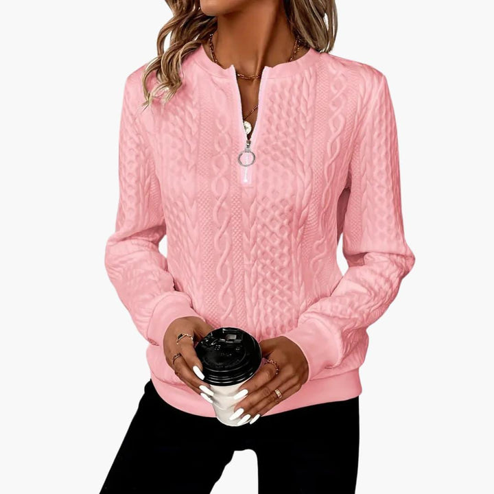 Stylish Knitted Sweater with Zipper for Women - WardrobeVogue