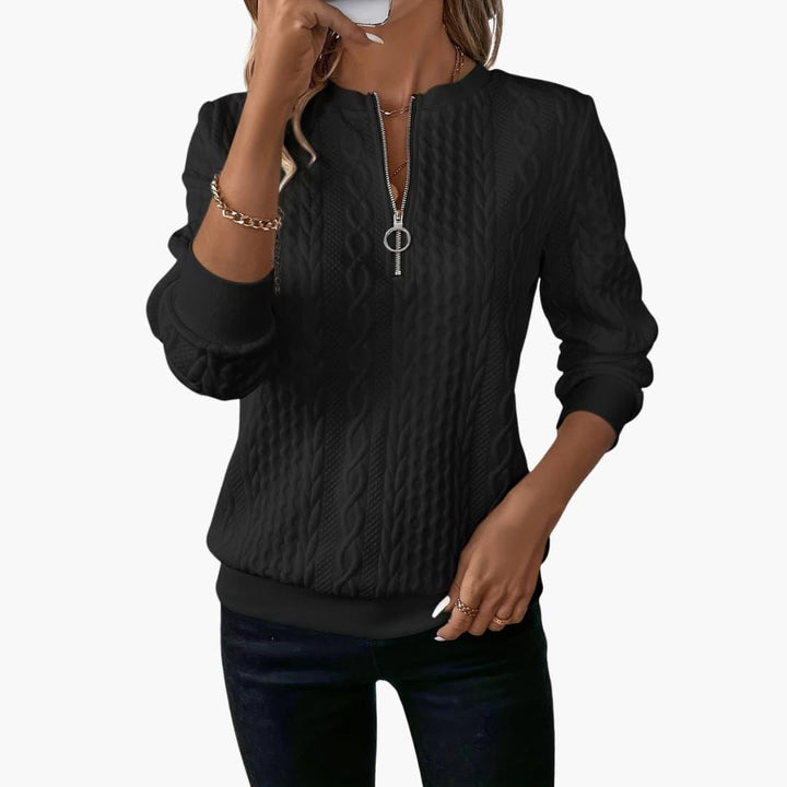 Stylish Knitted Sweater with Zipper for Women - WardrobeVogue