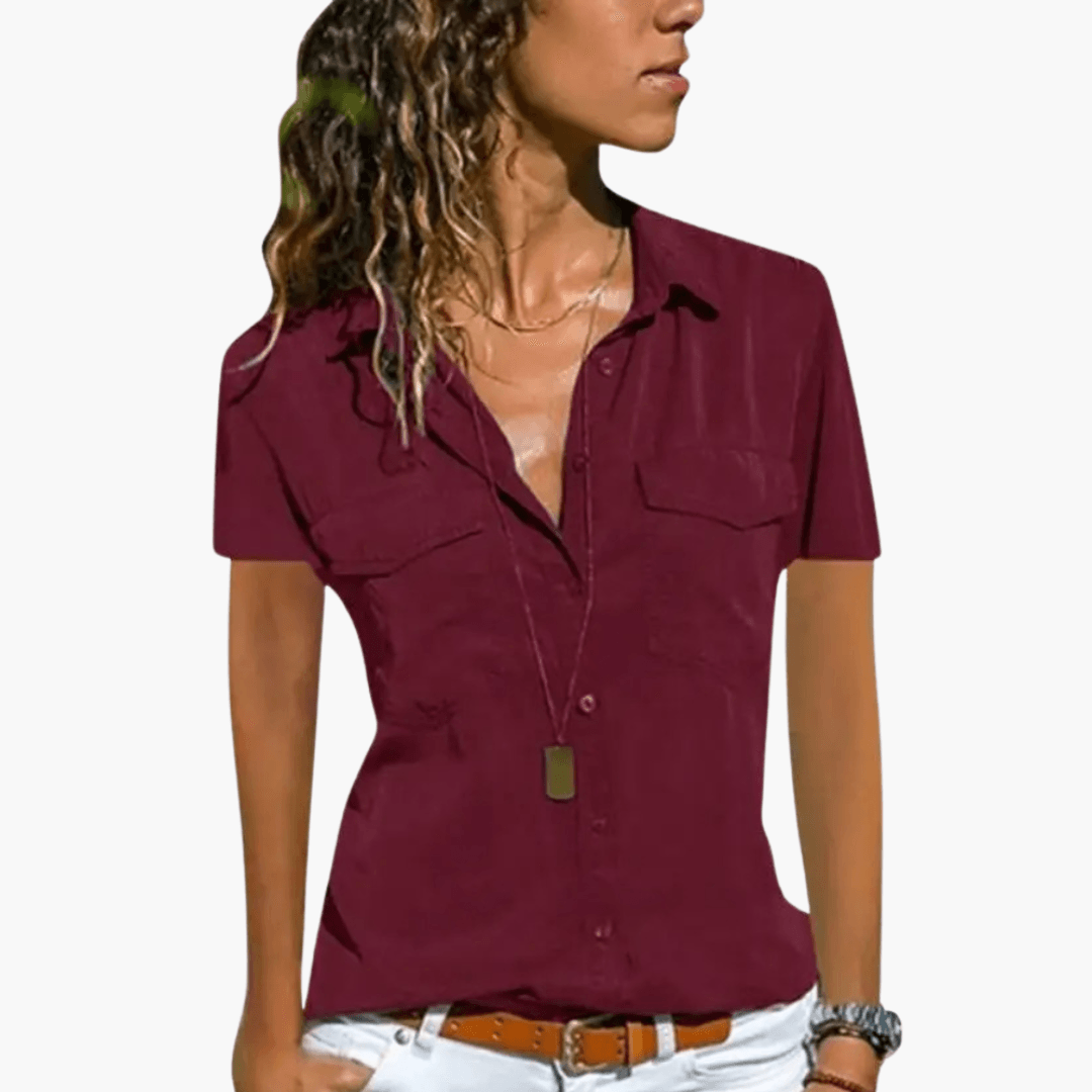 Lightweight Collared Shirt Top for Women - WardrobeVogue