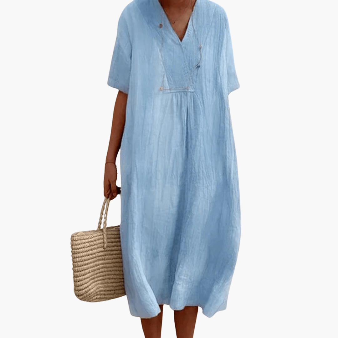 Flowy Short Sleeve Midi Dress Women - WardrobeVogue