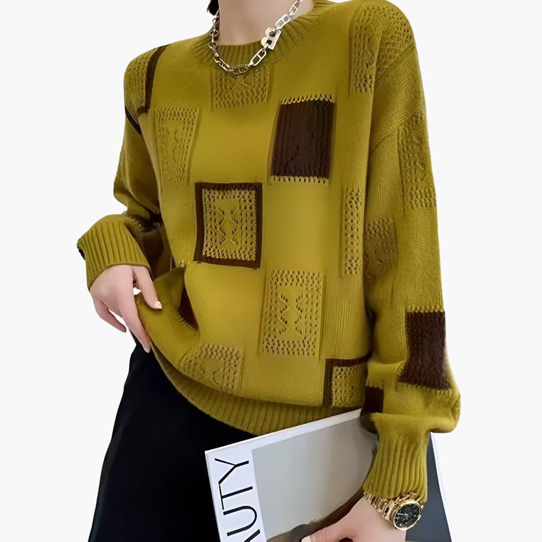 Stylish Patchwork Sweater for Women - WardrobeVogue