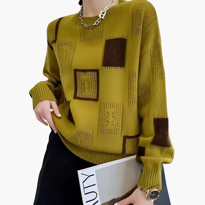 Stylish Patchwork Sweater for Women - WardrobeVogue