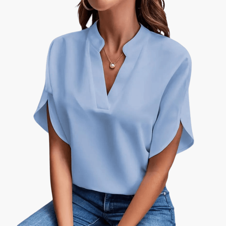 Elegant V Neck Blouse for Women - WardrobeVogue