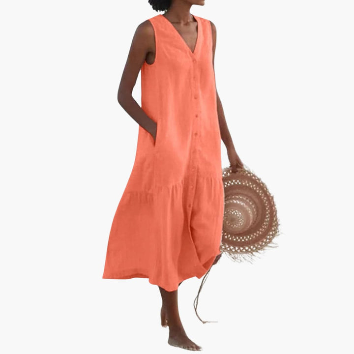 Button-Front Midi Shirt Dress for Women - Casual Summer Wear