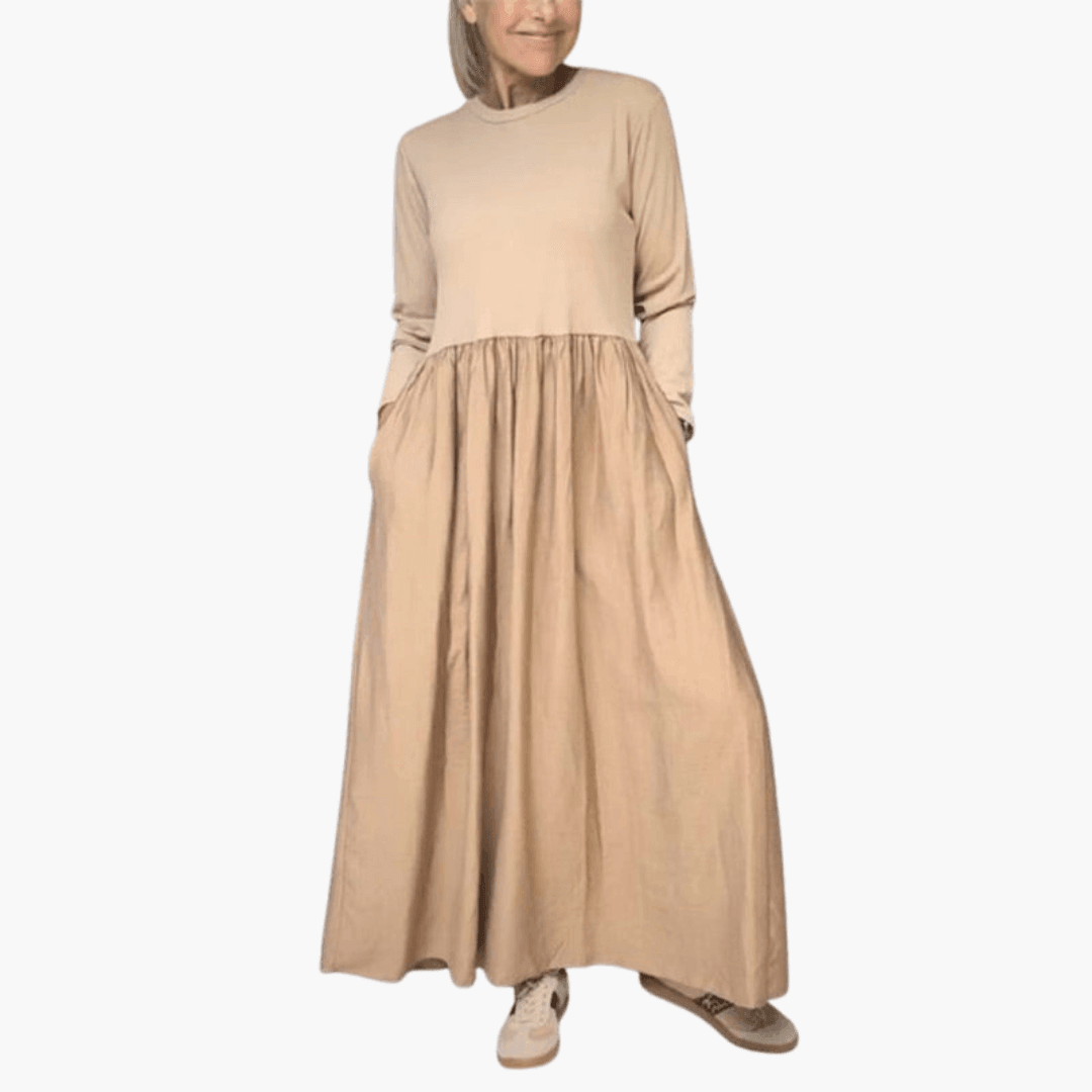 Elegant Long Sleeve Midi Dress for Women - WardrobeVogue