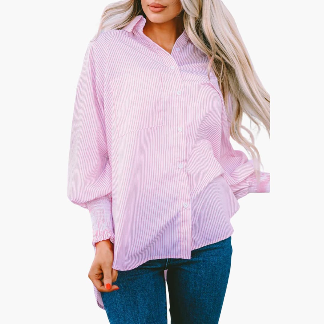 Breathable Cotton Shirt - Relaxed-Fit Button-Up for Women