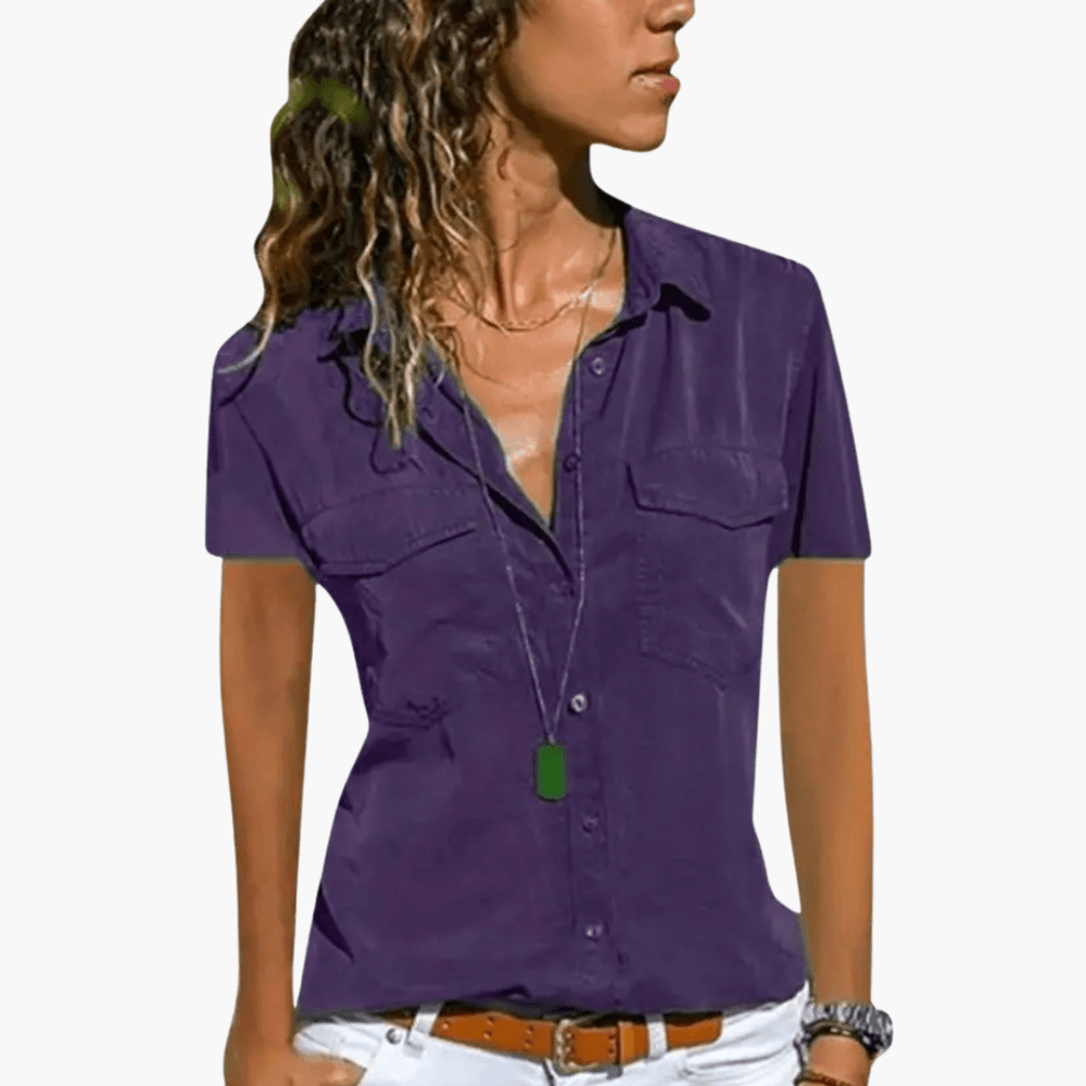 Lightweight Collared Shirt Top for Women - WardrobeVogue