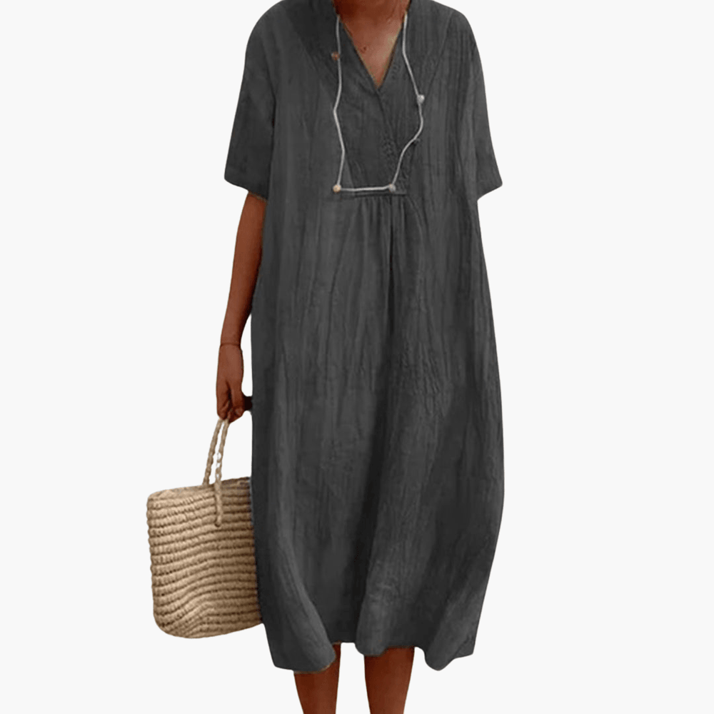 Flowy Short Sleeve Midi Dress Women - WardrobeVogue