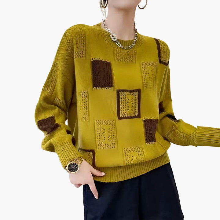 Stylish Patchwork Sweater for Women - WardrobeVogue