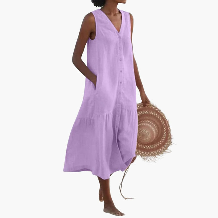 Button-Front Midi Shirt Dress for Women - Casual Summer Wear