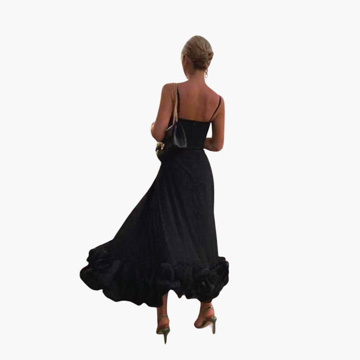 Ruffle Hem A-Line Midi Dress - Elegant Flowing Fit for Women
