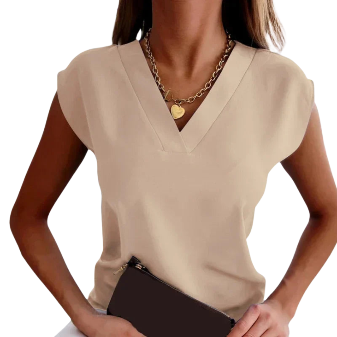 Striped V-Neck Blouse - Lightweight Summer Top for Women