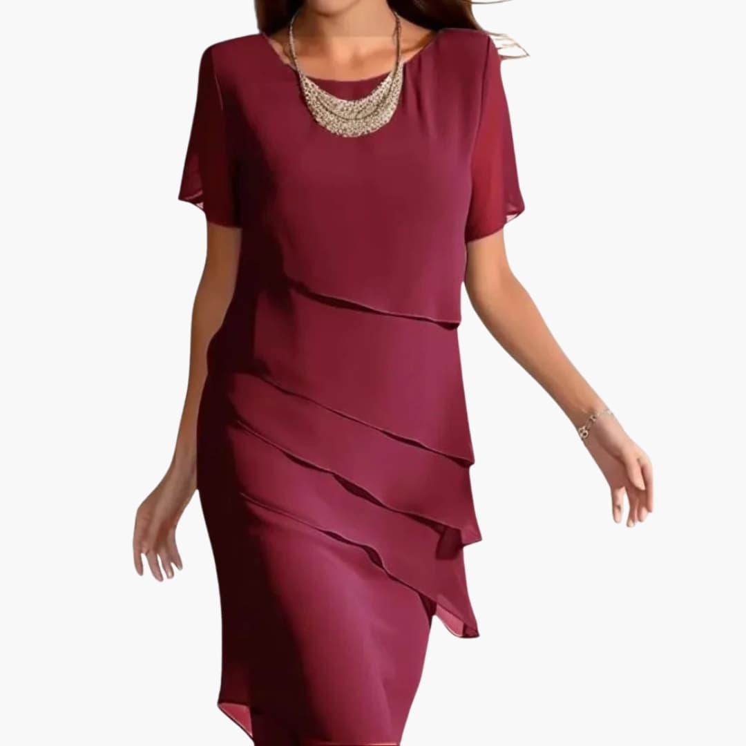 Flowy Midi Dress with Sleeves for Women - WardrobeVogue