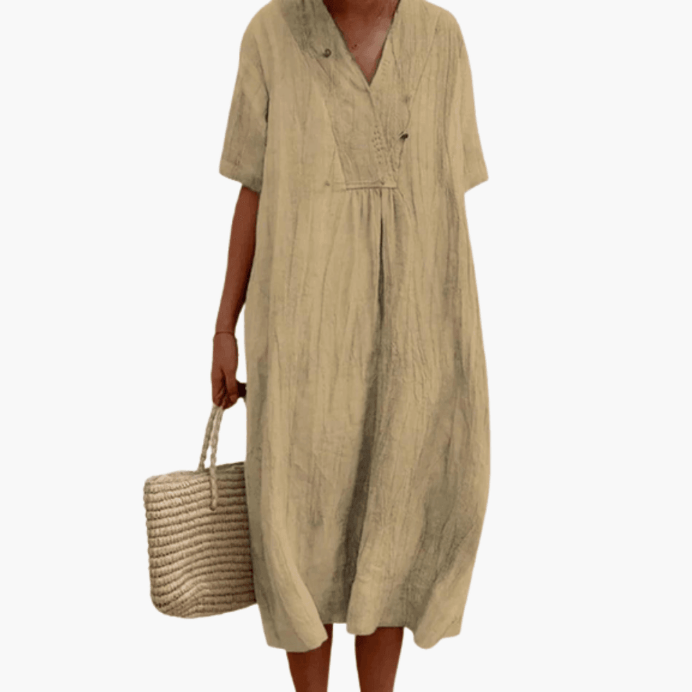 Stylish Flowing Short Sleeve Dress for Women - WardrobeVogue