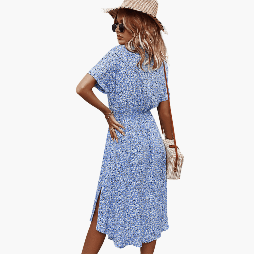 Elegant Floral Midi Dress for Women - WardrobeVogue