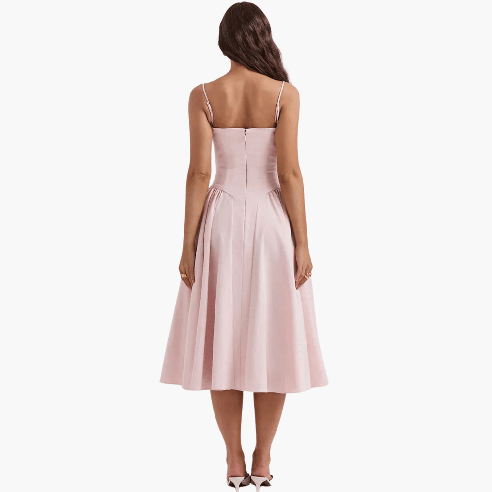 Elegant Corset Midi Dress for Women - WardrobeVogue