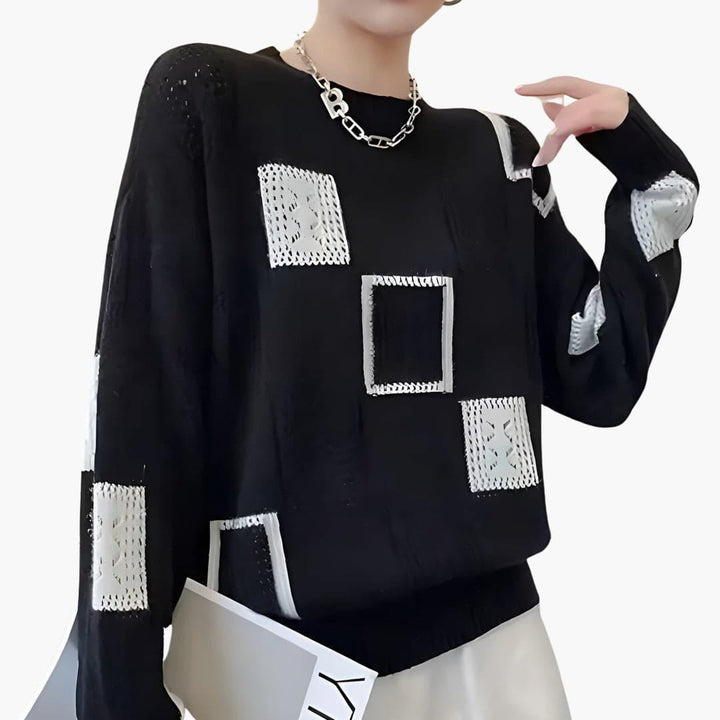 Stylish Patchwork Sweater for Women - WardrobeVogue