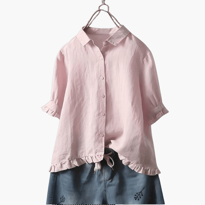 Elegant V-Neck Long Sleeve Blouse - Women's Office Top