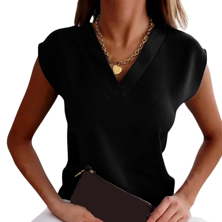 Striped V-Neck Blouse - Lightweight Summer Top for Women