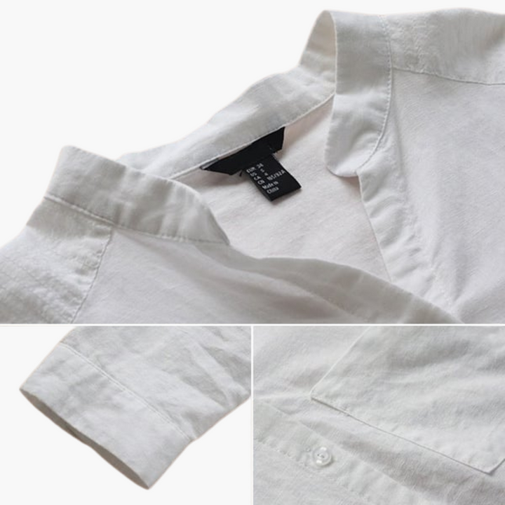 Loose-Fitting Blouse - Women's Casual Long Sleeve Collar Shirt
