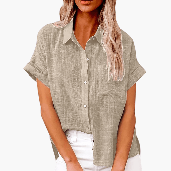 Casual Button-Up Blouse for Women - WardrobeVogue