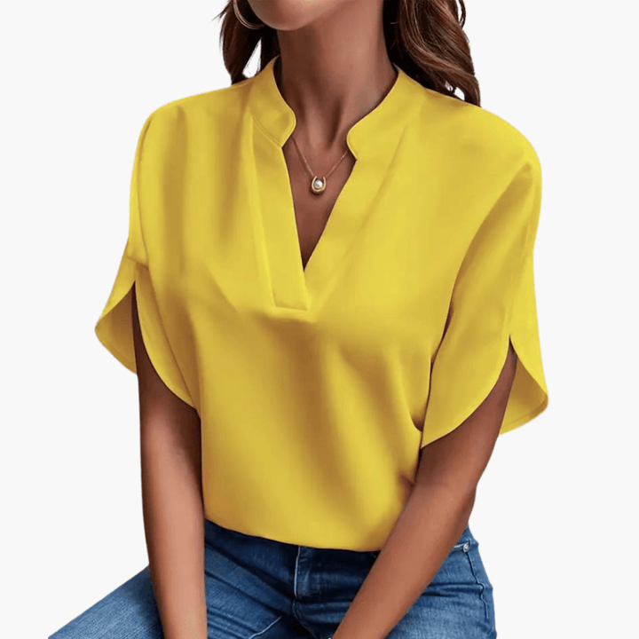 Elegant V Neck Blouse for Women - WardrobeVogue