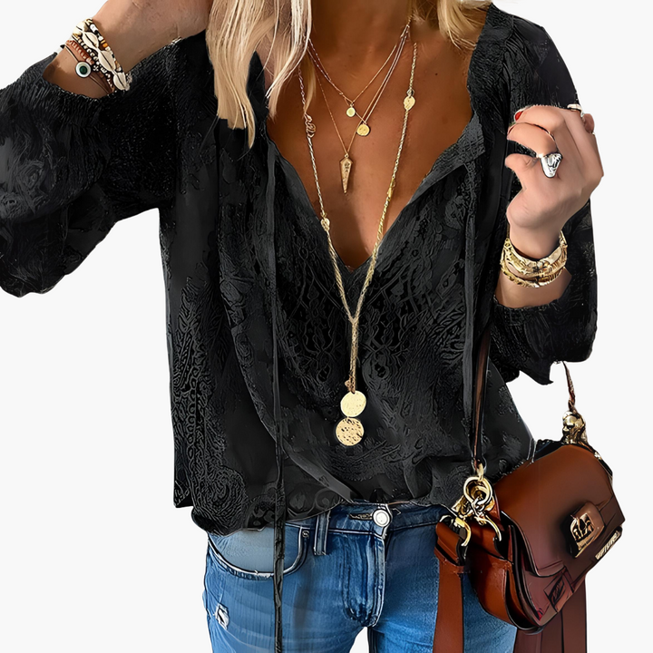 Boho Slit-Neck Blouse for Women - Airy & Elegant Tunic