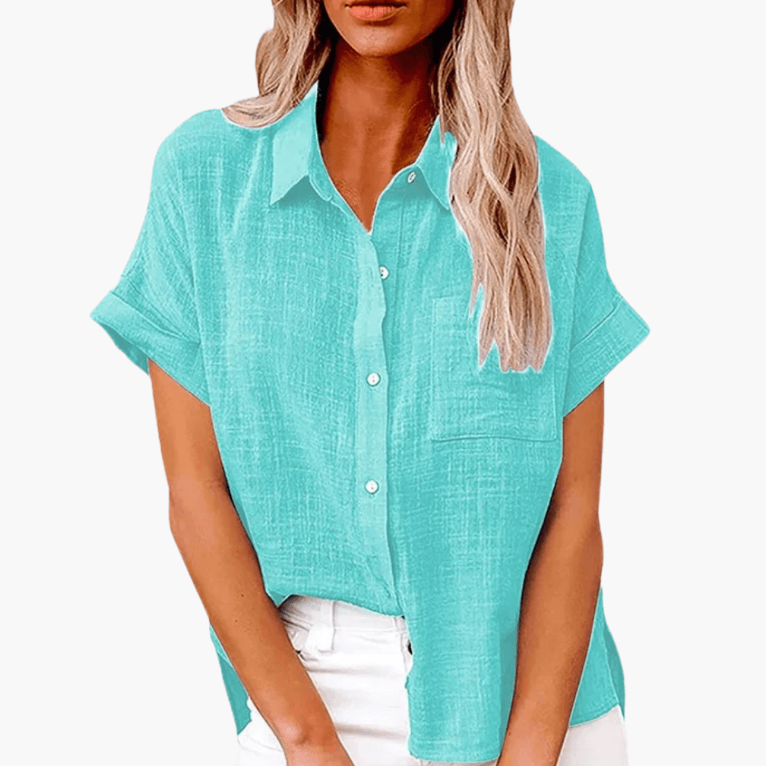 Casual Button-Up Blouse for Women - WardrobeVogue