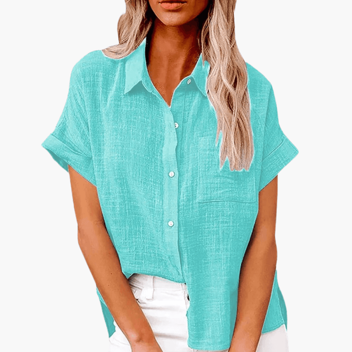 Casual Button-Up Blouse for Women - WardrobeVogue