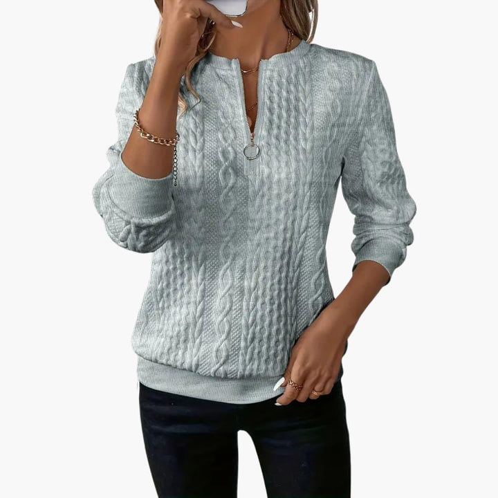Stylish Knitted Sweater with Zipper for Women - WardrobeVogue