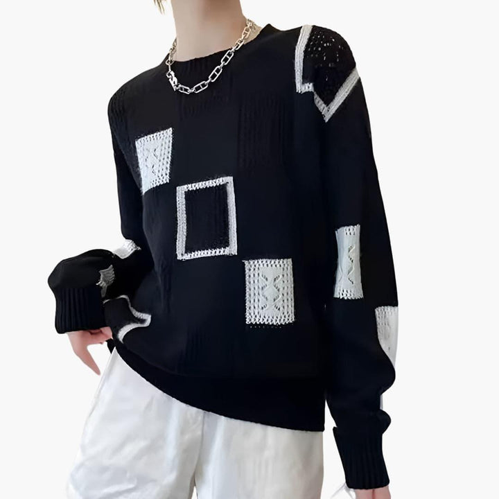 Stylish Patchwork Sweater for Women - WardrobeVogue