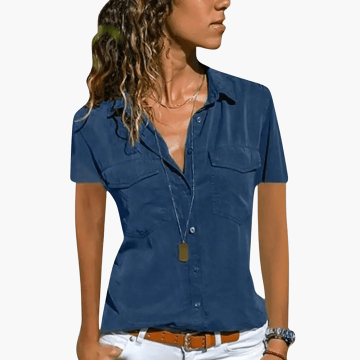 Lightweight Collared Shirt Top for Women - WardrobeVogue