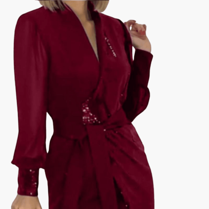 Elegant evening gown with high slit – stylish women's wear - WardrobeVogue