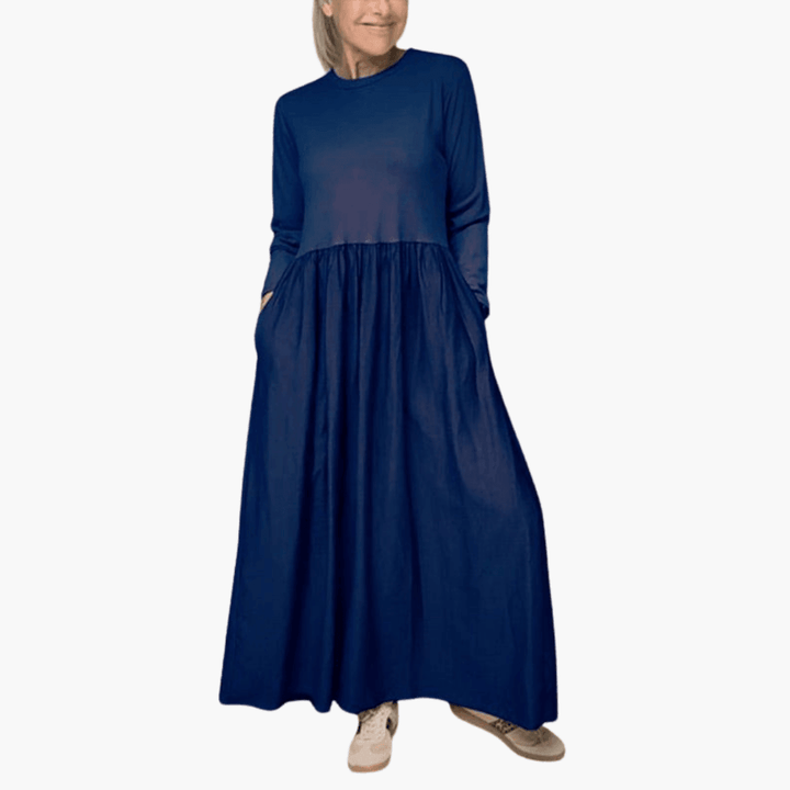 Elegant Long Sleeve Midi Dress for Women - WardrobeVogue
