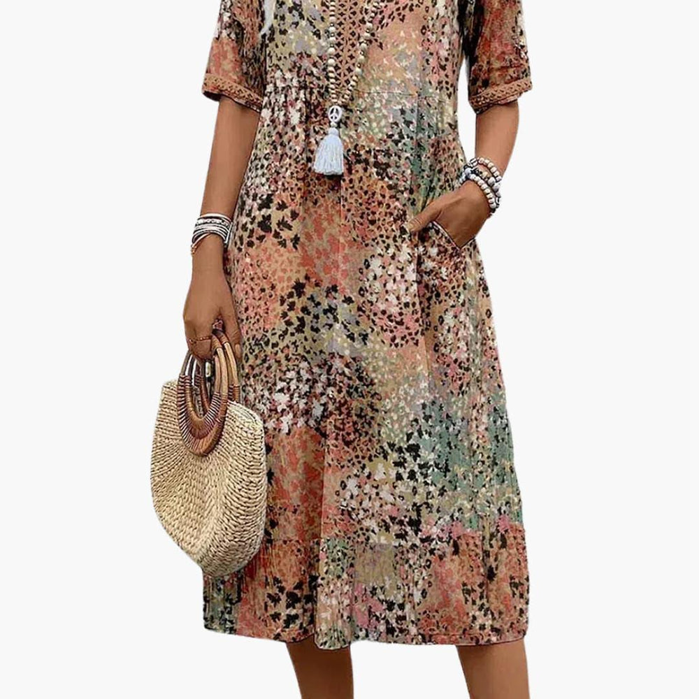 Elegant Vibrant Midi Dress for Women - WardrobeVogue