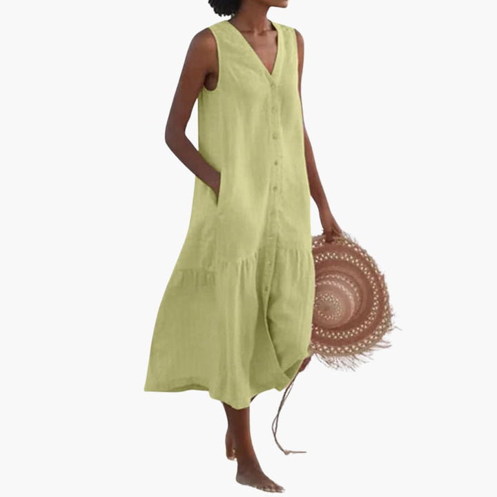 Button-Front Midi Shirt Dress for Women - Casual Summer Wear