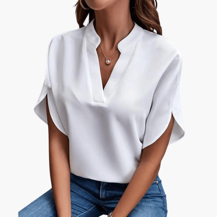 Elegant V Neck Blouse for Women - WardrobeVogue