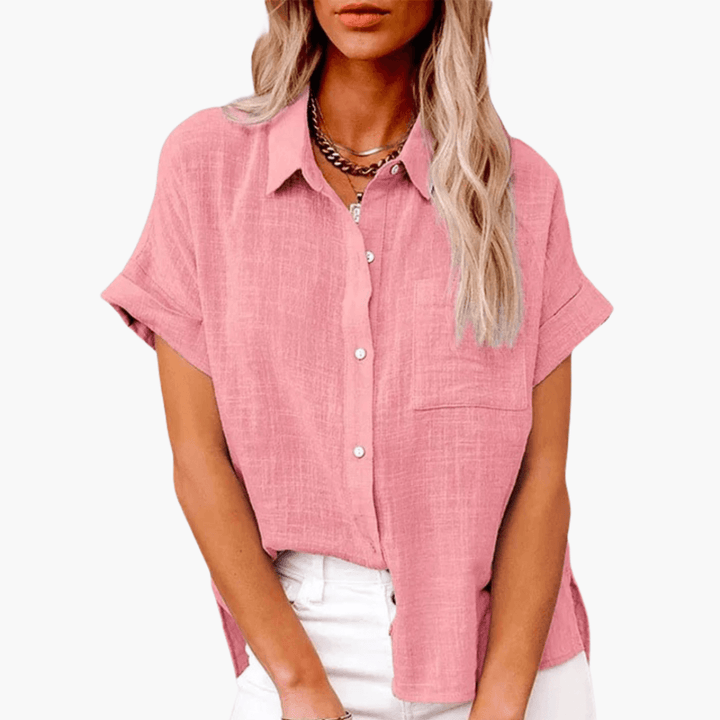 Casual Button-Up Blouse for Women - WardrobeVogue