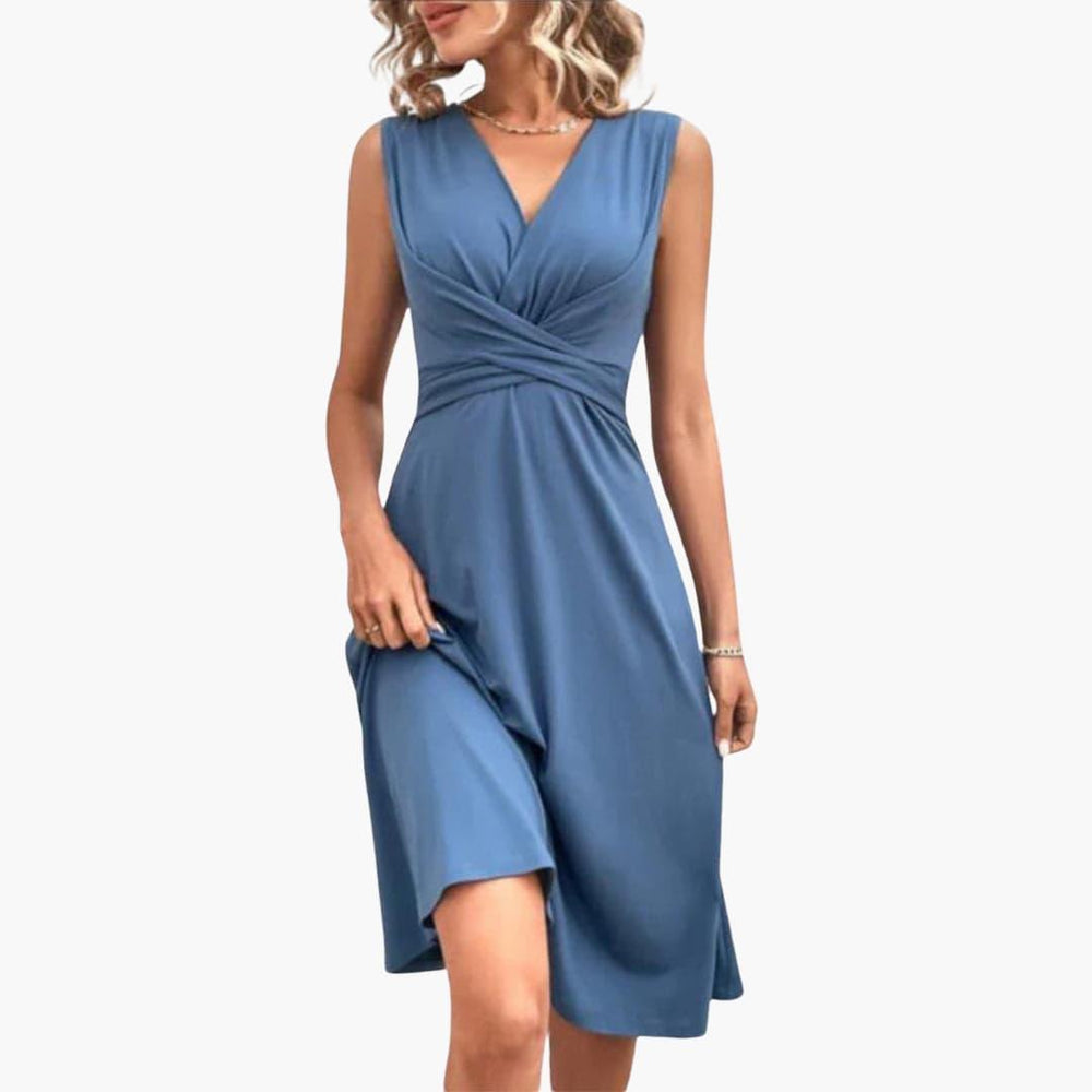 Elegant Knee-Length Summer Dress for Women - WardrobeVogue