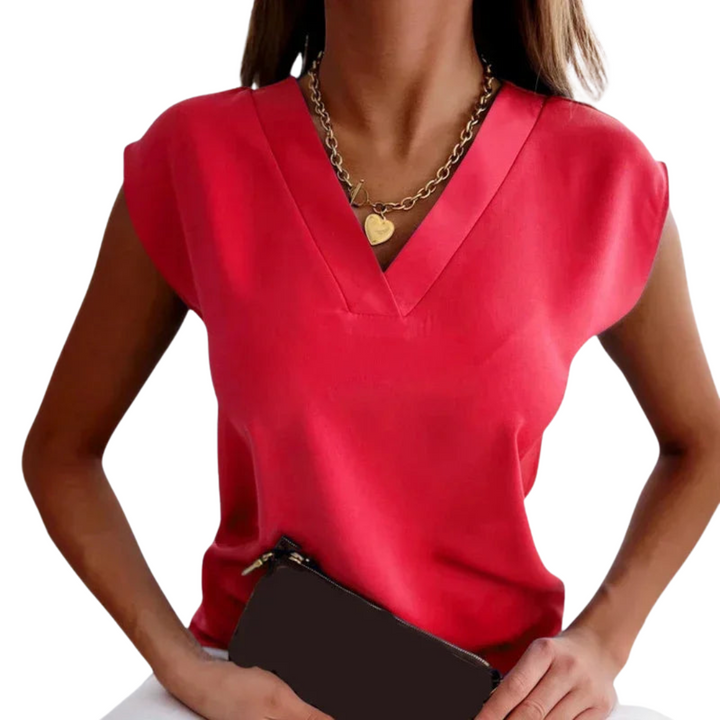 Striped V-Neck Blouse - Lightweight Summer Top for Women