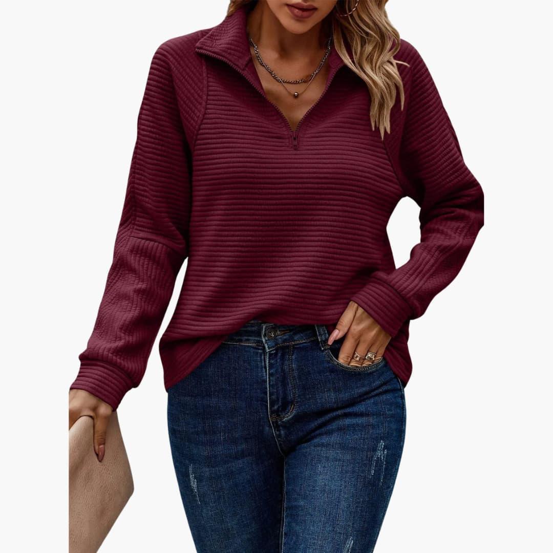 Chic Zip Closure Sweater for Women - WardrobeVogue