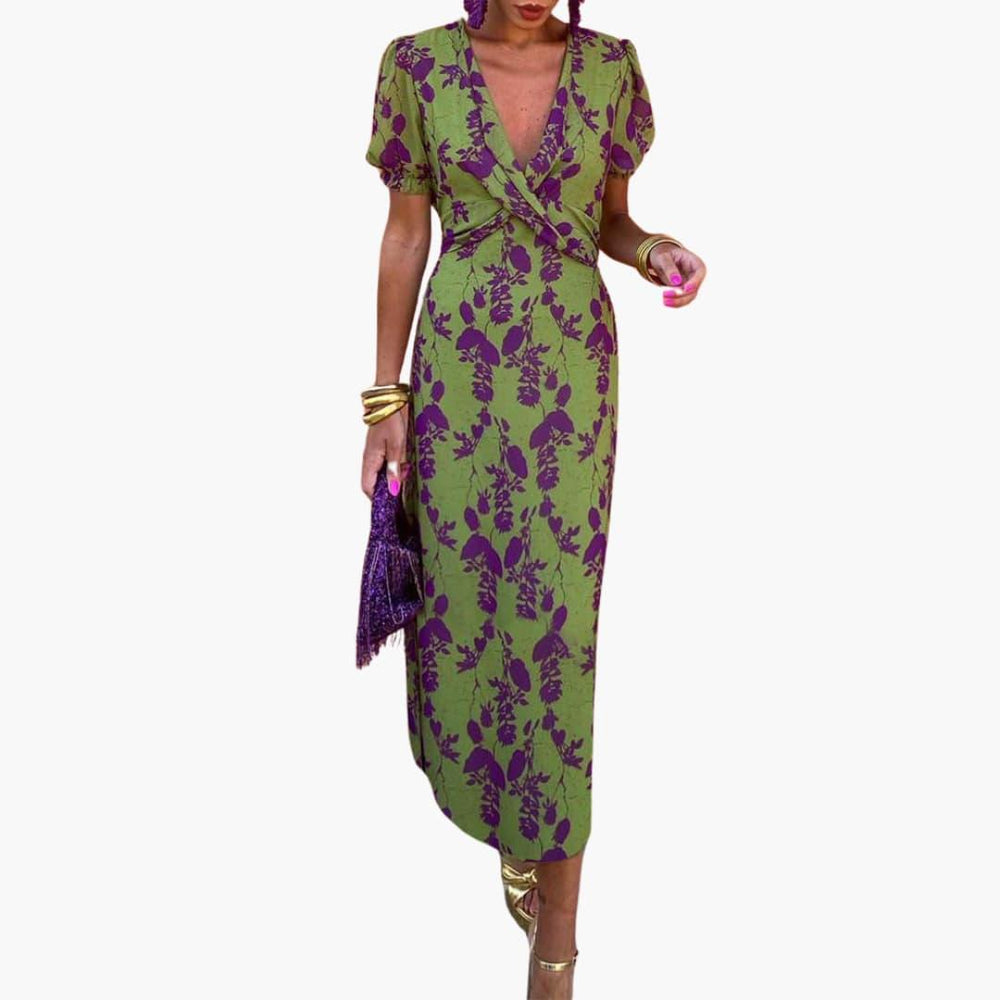 Stylish Leaf Pattern Dress for Women - WardrobeVogue