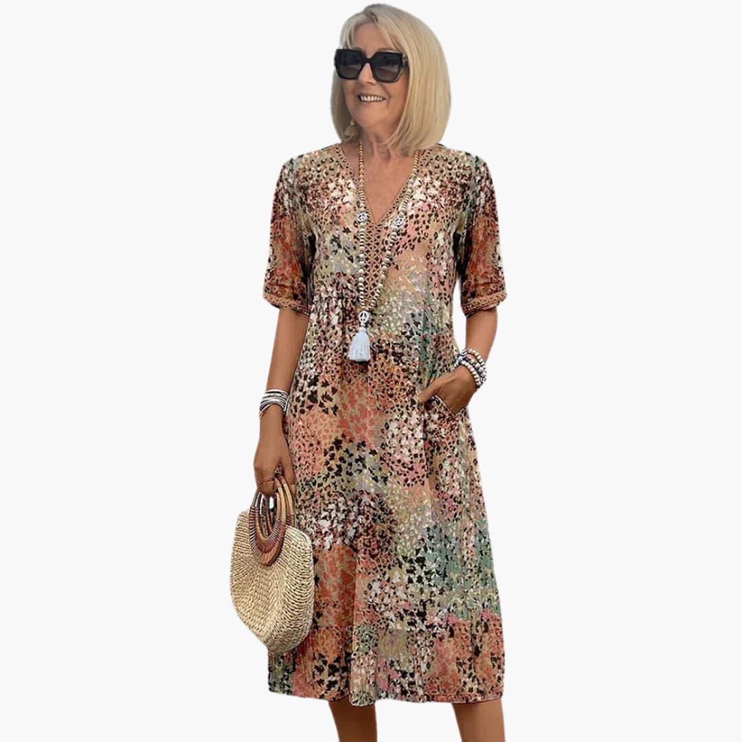 Elegant Vibrant Midi Dress for Women - WardrobeVogue