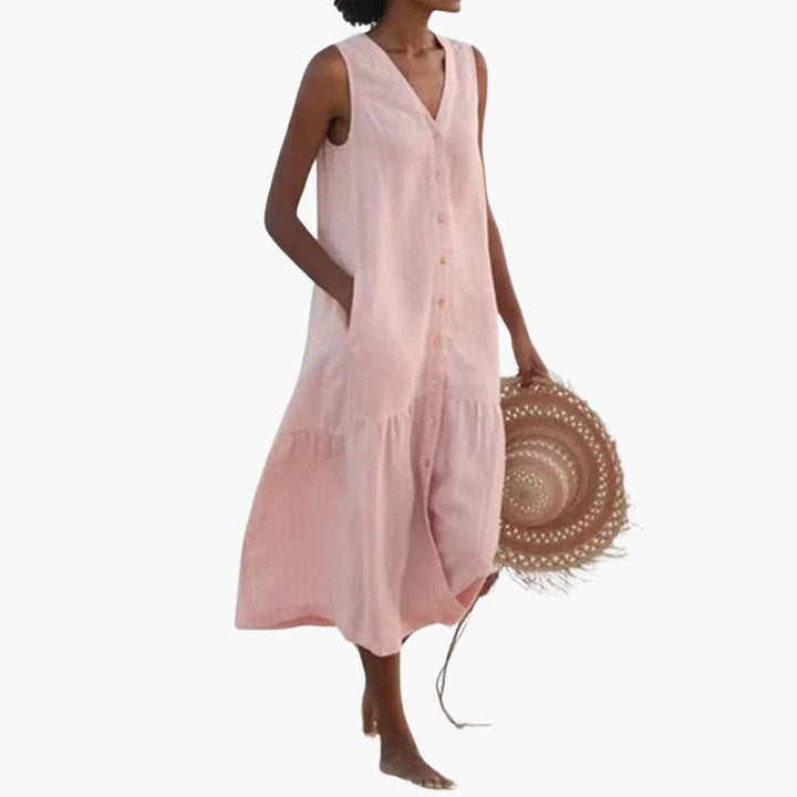 Button-Front Midi Shirt Dress for Women - Casual Summer Wear