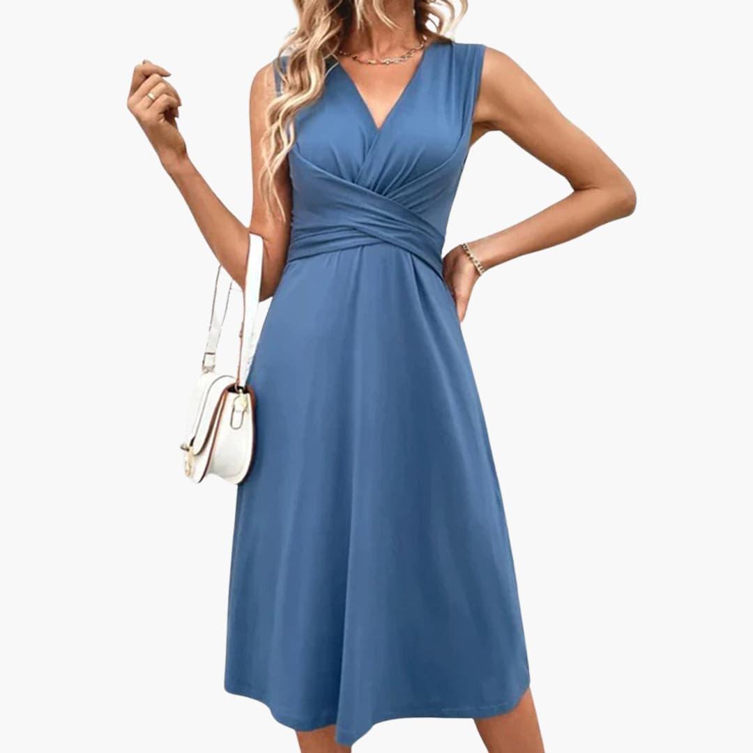 Elegant Knee-Length Summer Dress for Women - WardrobeVogue