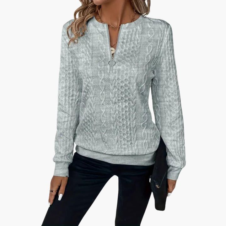 Stylish Knitted Sweater with Zipper for Women - WardrobeVogue