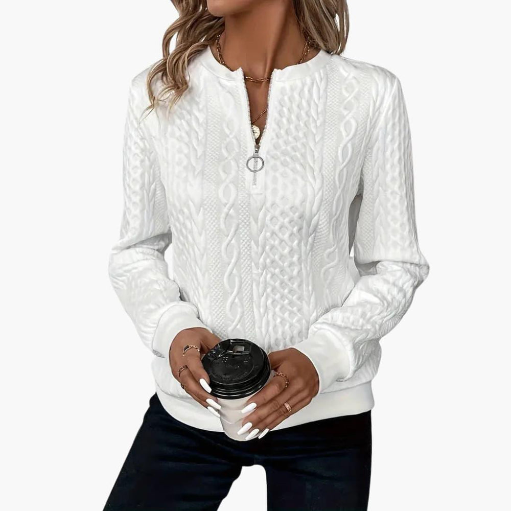 Stylish Knitted Sweater with Zipper for Women - WardrobeVogue